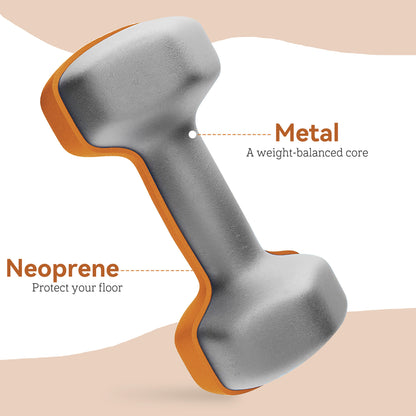 2 x 1.5kg Hexagonal Dumbbells Weights Set with Non-Slip Grip for Home Gym Workout, Orange