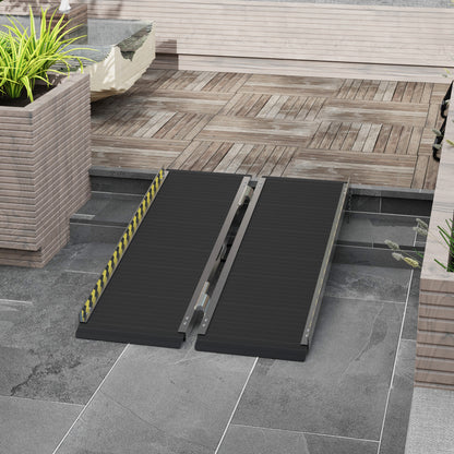 Wheelchair Ramp, 122L x 73Wcm, 272KG Capacity, Folding Aluminium Threshold Ramp with Non-Skid Surface