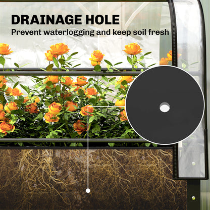 Raised Planter with Flip-Up Greenhouse Cover, Metal Raised Garden Bed on Legs with Drainage Hole, Black