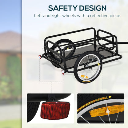 Bike Cargo Trailer in Steel Frame Extra Bicycle Storage Carrier with Hitch-Black