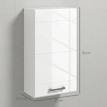 Bathroom Wall Cabinet, High Gloss Bathroom Storage Cabinet with Soft-Close Door, 3 Shelves, Adjustable Shelf, White