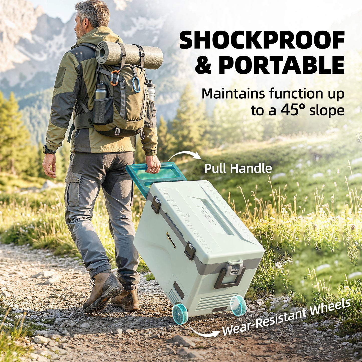 42.5L Compressor Car Fridge Freezer, Camping Refrigerator with App Control, 20℃-20℃