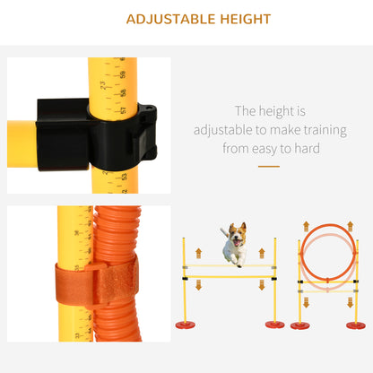 Dog Agility Equipment Portable Pet Training Obstacle Set for Dogs 5 Pieces w/ Adjustable High Jumping Pole, Jumping Ring