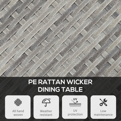 70 cm Wood-Effect Rattan Garden Table - Grey