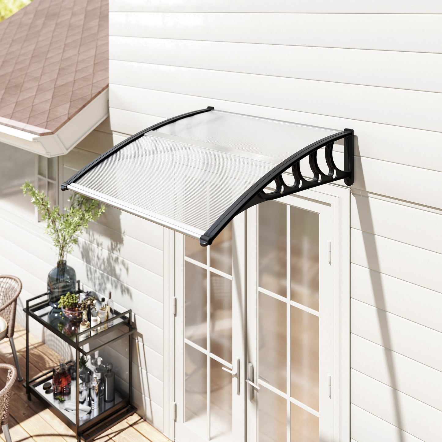 Front Door Canopy, Outdoor Awning, Rain Shelter for Window, Porch and Front/Back Door, 103 x 96.5 cm, Clear