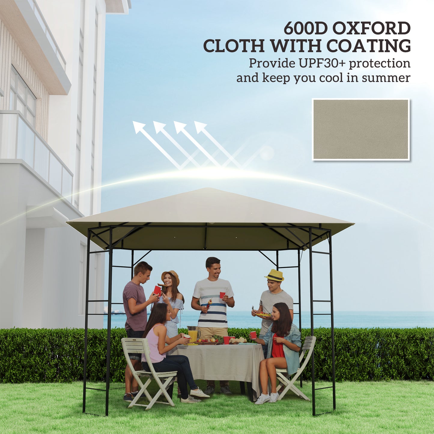 3 x 3(m) Gazebo Canopy Replacement, for 01-0867 - Light Grey