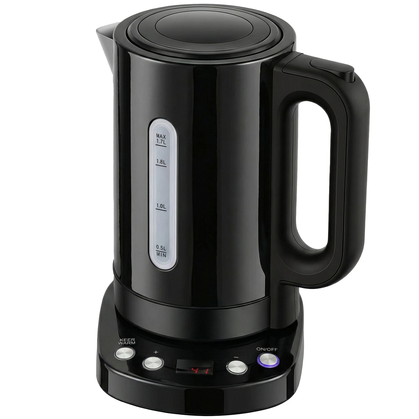 Electric Kettle, 1.7L, Fast Boil, 3kW Water Kettle with UK Strix Thermostat, Keep Warm Function, LCD Base, Black