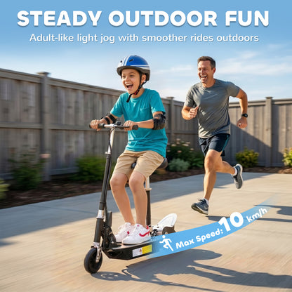 Foldable Powered Scooter with Adjustable Handle, Brake, Black