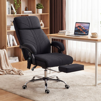 High Back Vibration Massage Office Chair with Footrest, Heated, Black