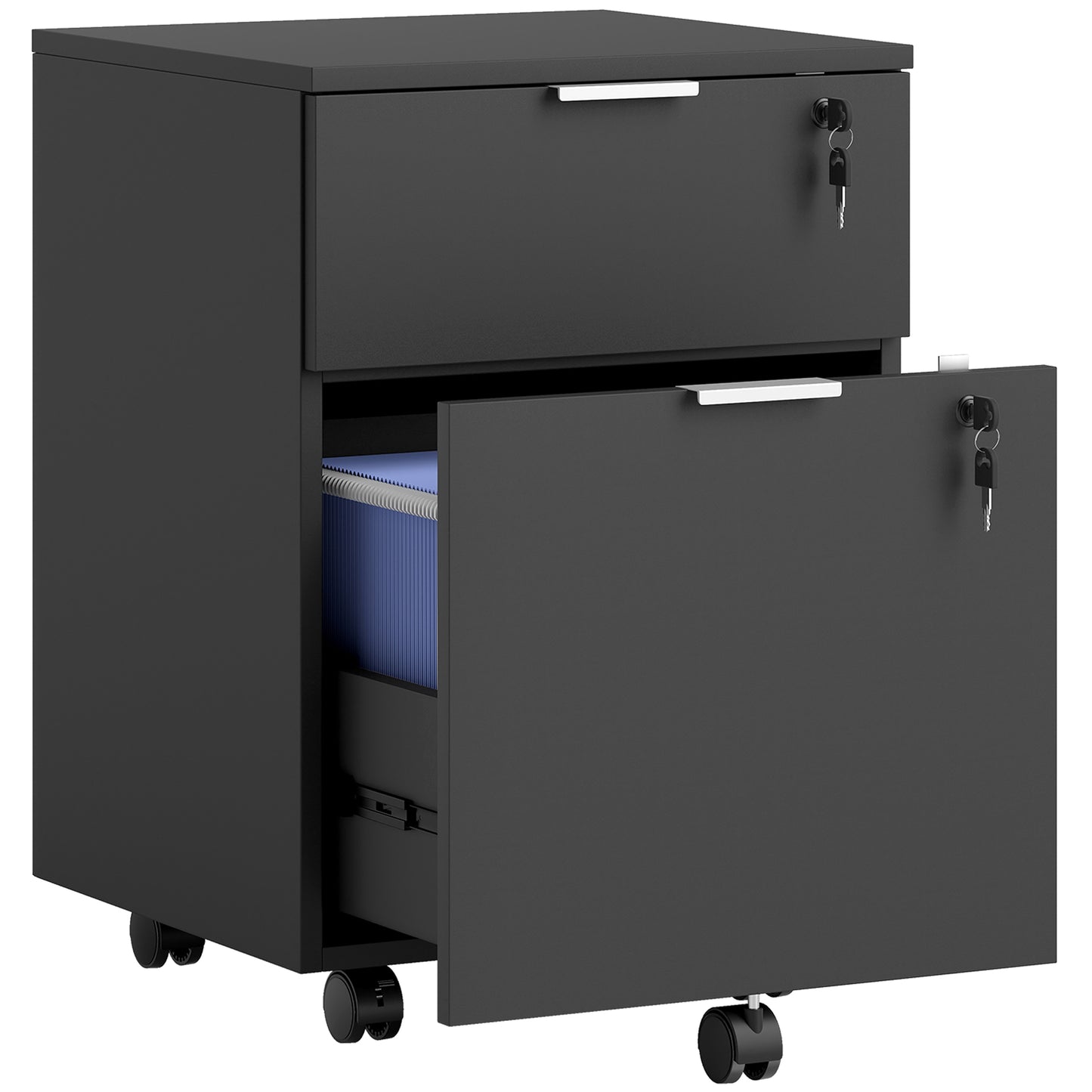 Two-Drawer Lockable Filing Cabinet - Black