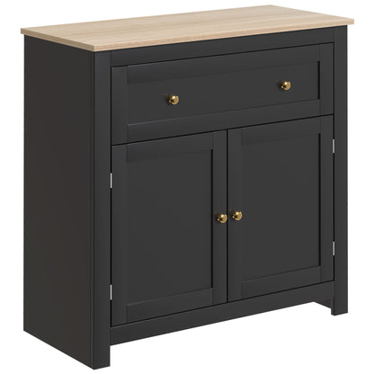 Sideboard Storage Cabinet, Modern Kitchen Cupboard with Adjustable Shelf, Drawer and Double Doors, Black