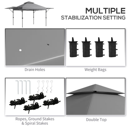 3 x 3m Height Adjustable Pop-Up Gazebo, with Accessories - Grey