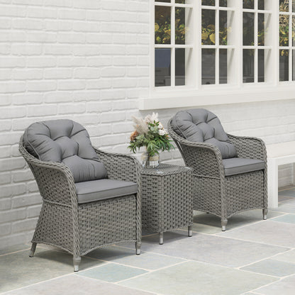 Three-Piece Super Padded Rattan Set - Light Grey
