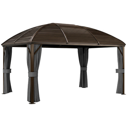 3 x 4m Hardtop Gazebo Canopy with Metal Roof, Aluminium Gazebo Permanent Pavilion with Netting and Curtains, Dark Grey