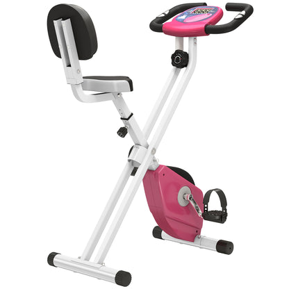 Folding Exercise Bike, Fitness Bicycle Indoor Trainer, 8-Level Magnetic Resistance Adjustable, with LCD Monitor