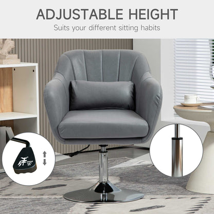 Swivel Accent Chair, Microfiber Cloth Tub Vanity Chair, Modern Armchair with Adjustable Height and Lumbar Support for Living