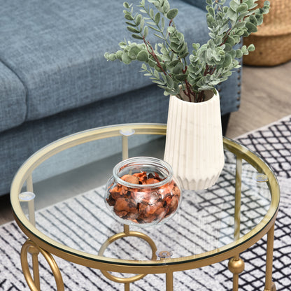 Nesting Round Coffee Table Set of 2 - Gold Tone