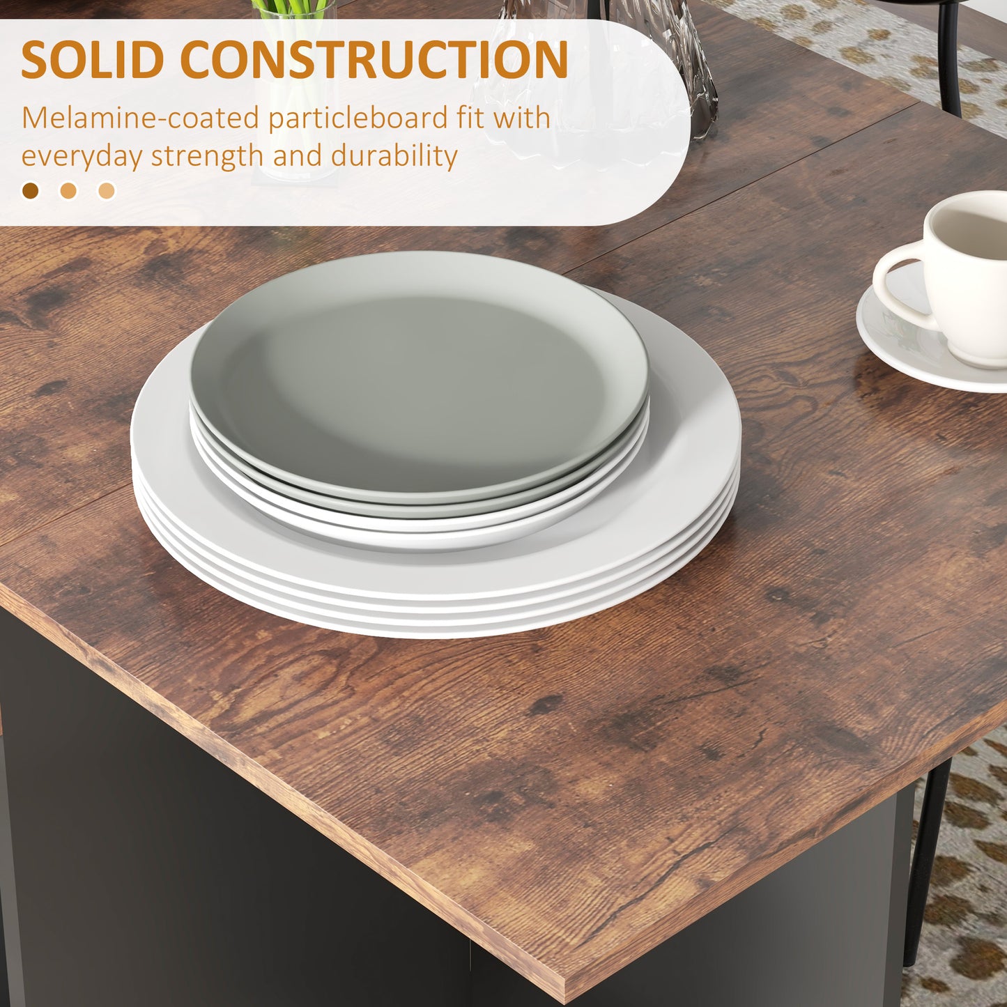Folding Dining Table, Drop Leaf Table for Small Spaces, Foldable Table with Drawer and Storage Shelves for Kitchen