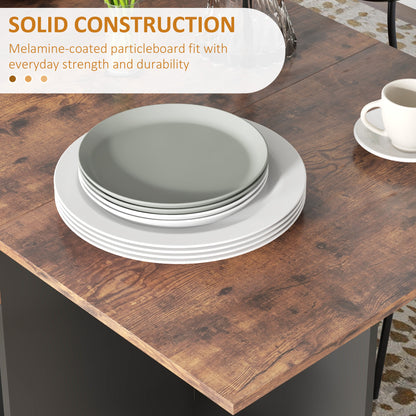 Folding Dining Table, Drop Leaf Table for Small Spaces, Foldable Table with Drawer and Storage Shelves for Kitchen