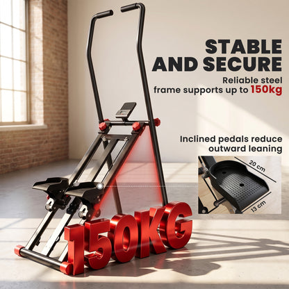 Stair Stepper for Home Gym with 3 Resistances, Foldable Vertical Stair Climber with Adjustable Handlebar, LCD Monitor