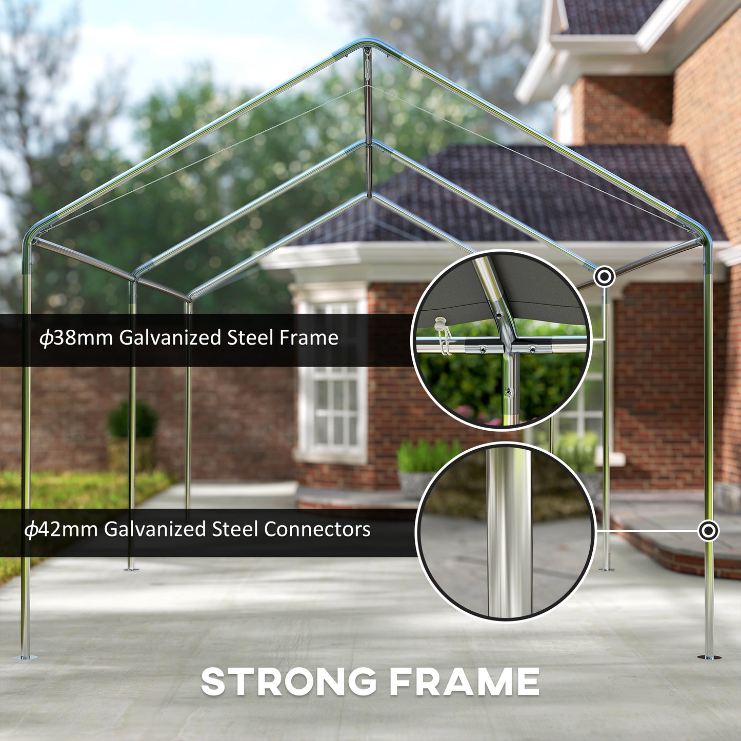 3 x 6m Heavy Duty Carport Garage Car Shelter Galvanized Steel Water UV Resistant Waterproof, White