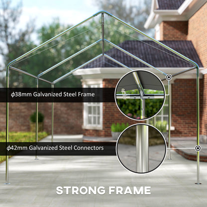 3 x 6m Heavy Duty Carport Garage Car Shelter Galvanized Steel Water UV Resistant Waterproof, White