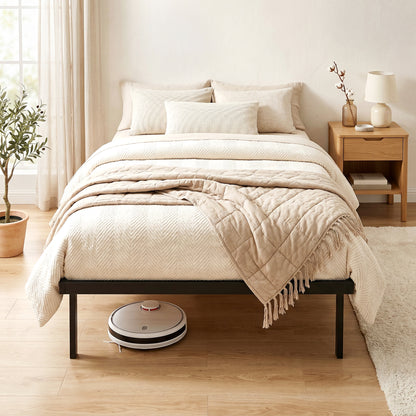 3ft Single Bed Frame with Underbed Storage, Metal Platform Bed Frame with Steel Slat Support, No Box Spring Needed