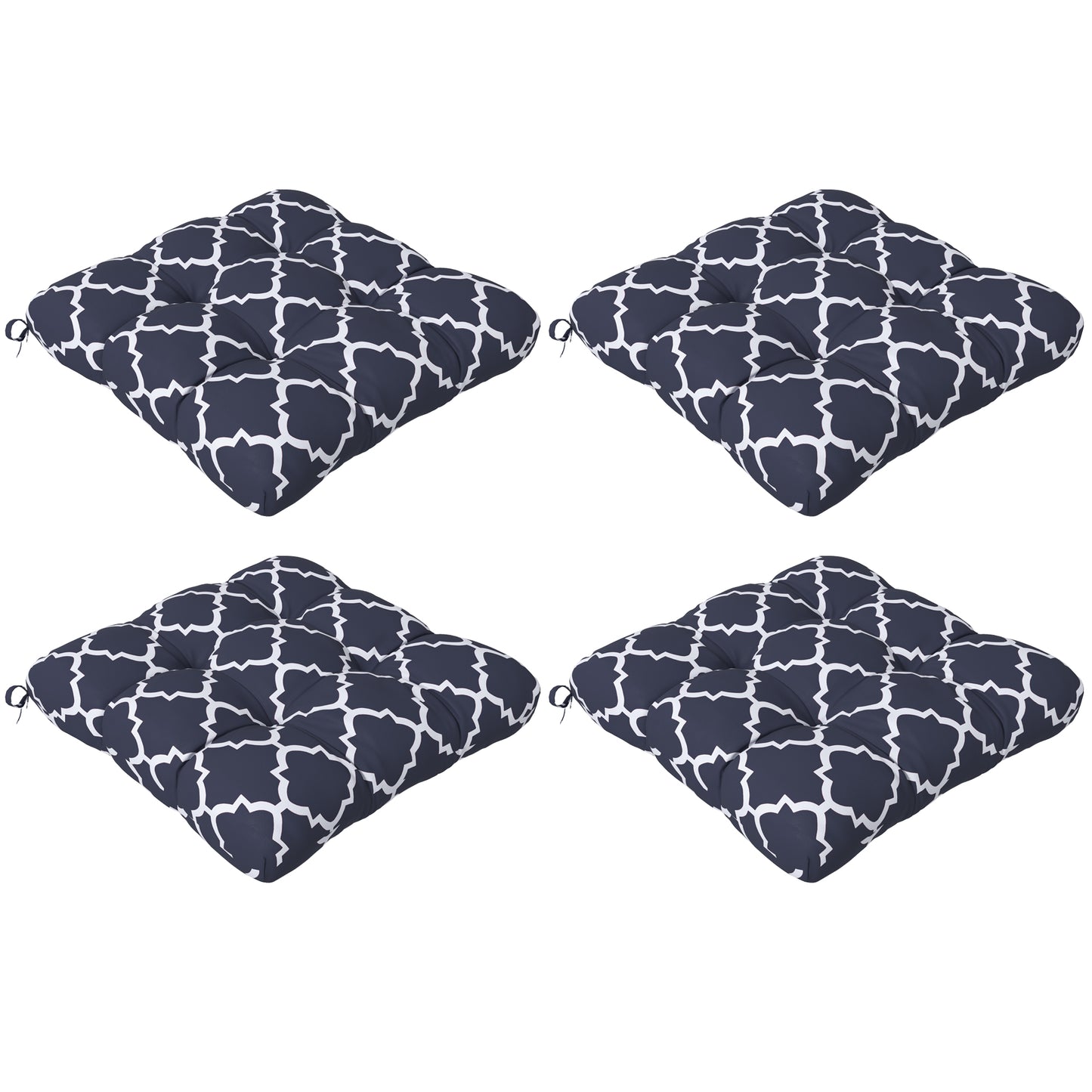 4-Piece Seat Cushion Pillows Replacement, Patio Chair Cushions Set with Ties for Indoor Outdoor, Blue