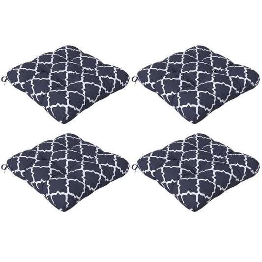 4-Piece Seat Cushion Pillows Replacement, Patio Chair Cushions Set with Ties for Indoor Outdoor, Blue