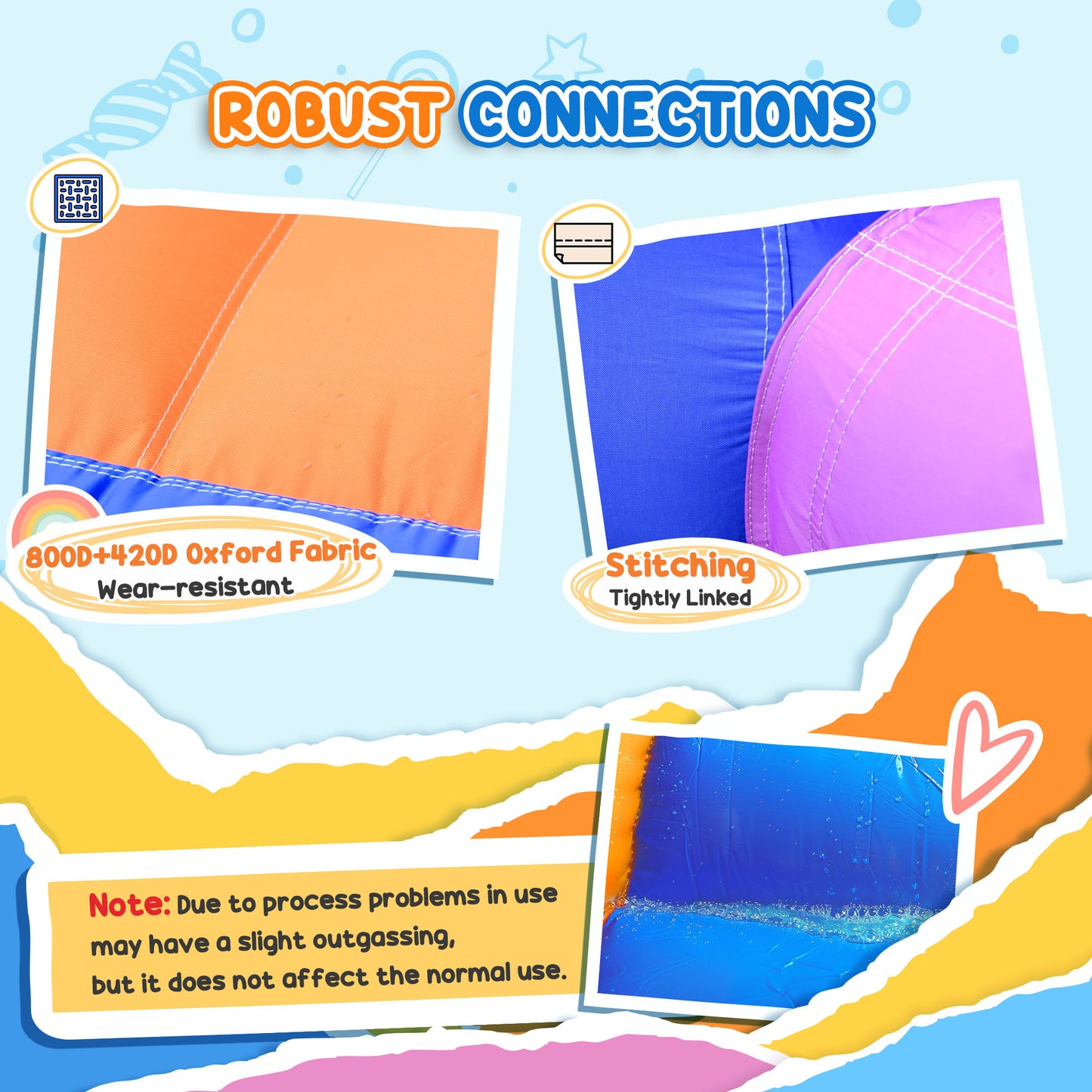 Kids Bouncy Castle House Inflatable Trampoline Slide Water Pool 3 in 1 with Blower Indoor Outdoor for Kids Age 3-8 Multi-Colo
