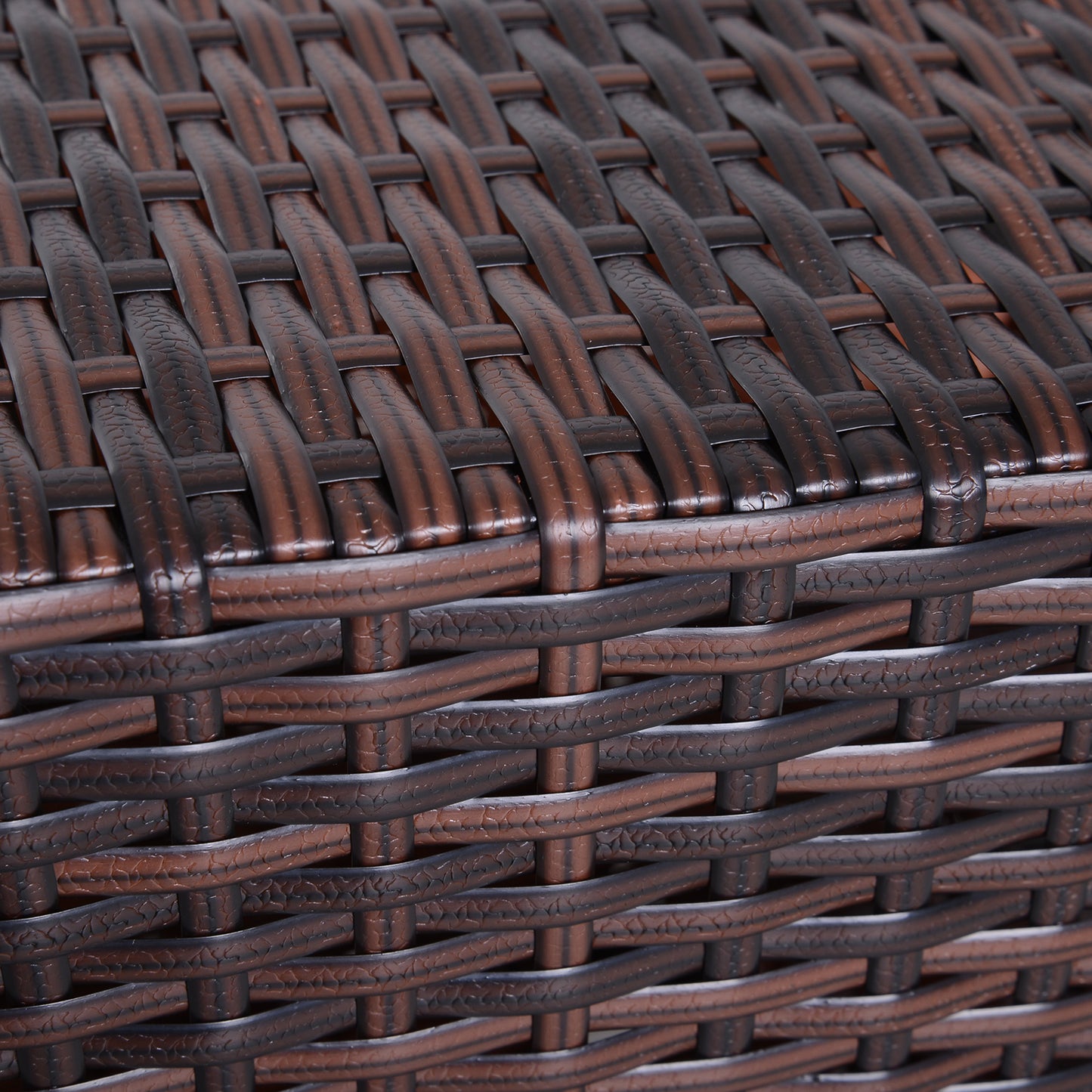Rattan Outdoor Coffee Table, Wicker Garden Patio Bistro Side Table with Umbrella Hole and Storage Space for Balcony, Porch
