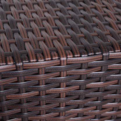 Rattan Outdoor Coffee Table, Wicker Garden Patio Bistro Side Table with Umbrella Hole and Storage Space for Balcony, Porch