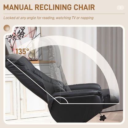 Rocking Recliner Chair with Footstool, PU Leather Recliner Armchair with Wood Base