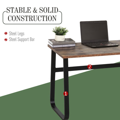 Industrial Writing Desk With Metal Legs, 115 x 58 x 74.5cm, Rustic Brown and Black