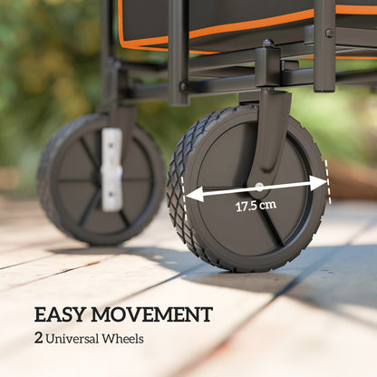 160L Festival Trolley on Wheels, Folding Camping Trolley Cart w/ Tailgate