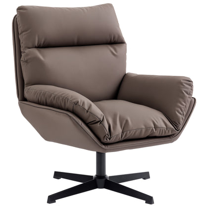Accent Chair with 360 Swivel Armchair for Living Room with Padded Cushion Dark Brown