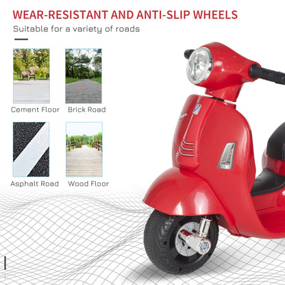 Vespa Licensed 6V Kids Electric Motorbike Ride On Motorcycle Battery Powered for 18-36 Months with Horn Light Red