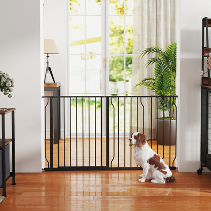 Extra Wide Dog Safety Gate, with Door Pressure, for Doorways, Hallways, Staircases - Black