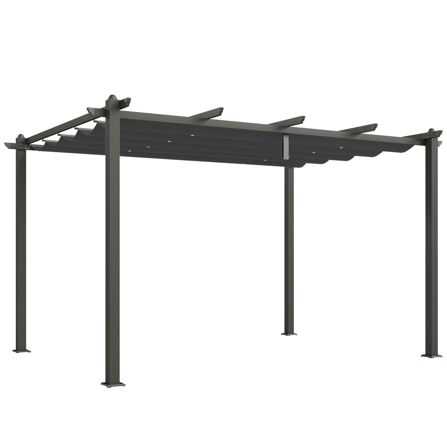 3 x 4m Aluminium Pergola, with Retractable Roof - Dark Grey