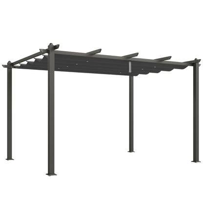 3 x 4m Aluminium Pergola, with Retractable Roof - Dark Grey