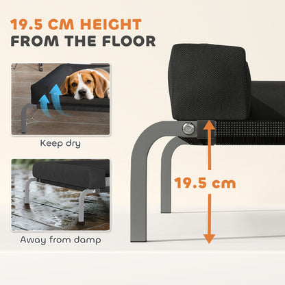 Elevated Dog Bed with Removable Bolsters, Raised Dog Bed for Medium Breeds, Portable Indoor & Outdoor Pet Cots, Black
