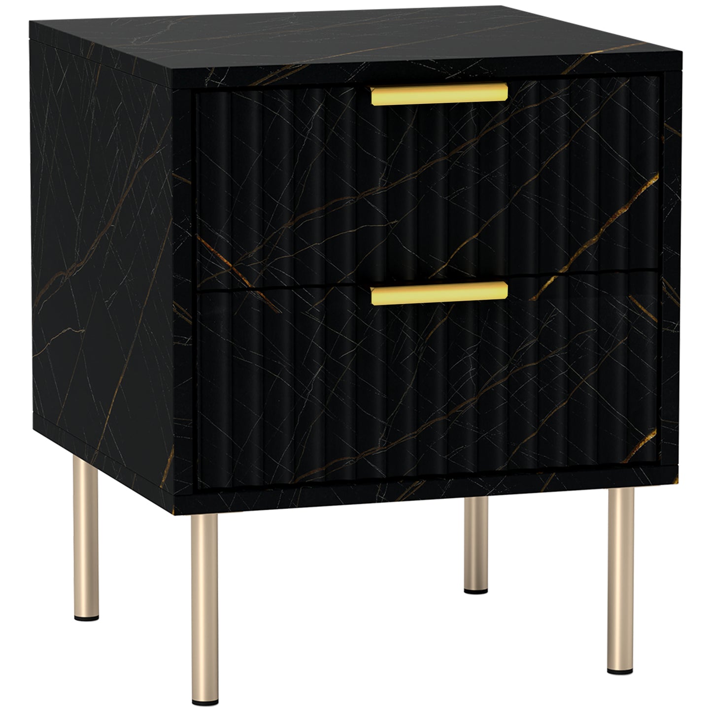 Elegant Two-Drawer Bedside Table - Black