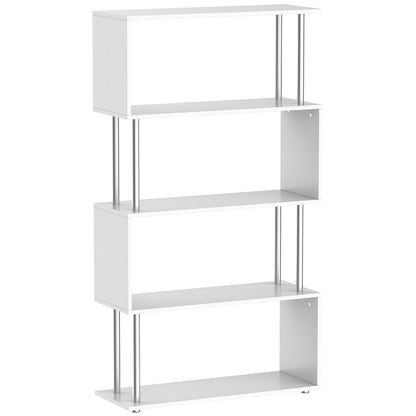S Shape Bookcase, 5 Tiers Bookshelf, Modern Freestanding Storage Shelf for Home Office, Study, Living Room, 80 x 30 x 145cm