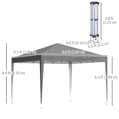 3 x 3 m Garden Pop Up Gazebo Marquee Party Tent Wedding Canopy, Height Adjustable with Carrying Bag, Grey