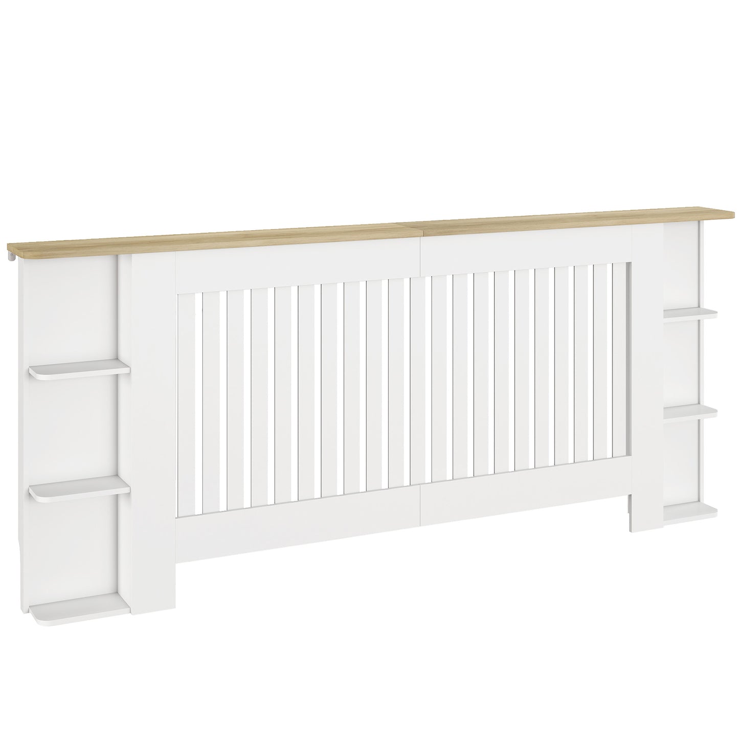 Radiator Cover with Open Storage Shelves, Vertical Slatted Cabinet Shelf Heater Cover for Living Room, Hallway, Extra Large