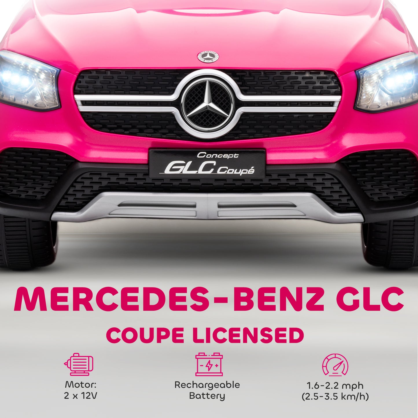 Mercedes-Benz GLC Licensed Kids Ride on Car with Remote Control, Soft Start, MP3, LED Headlights, Pink