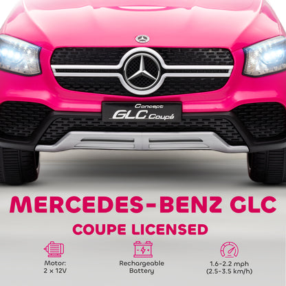 Mercedes-Benz GLC Licensed Kids Ride on Car with Remote Control, Soft Start, MP3, LED Headlights, Pink
