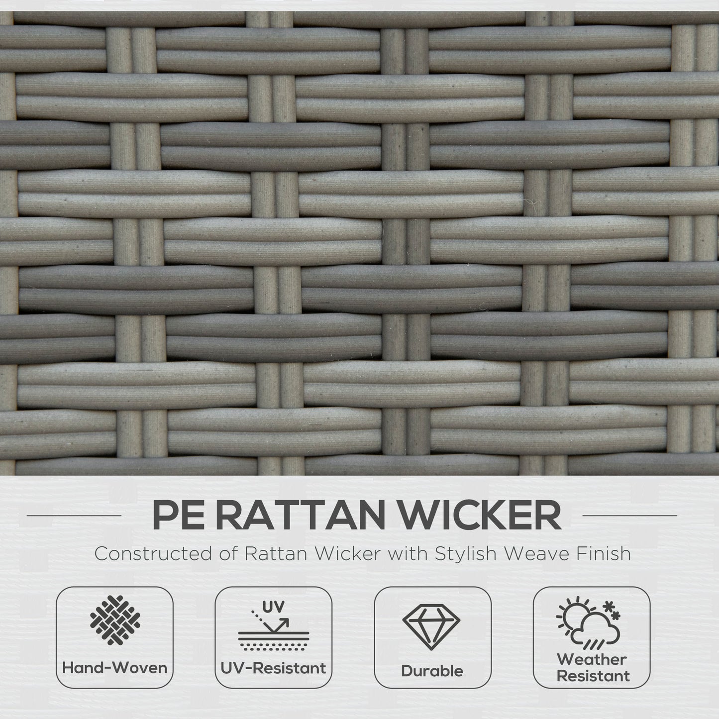 Seven-Piece Rattan Garden Sofa Set, with Expanding Table - Grey