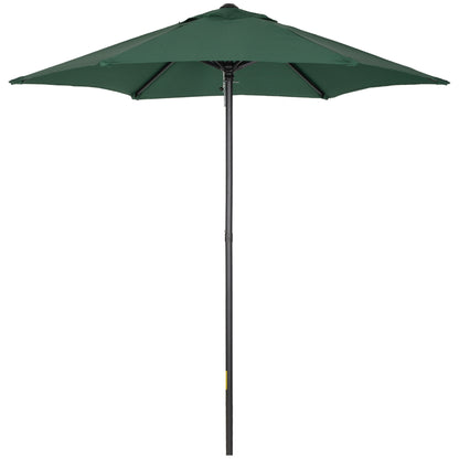 2m Garden Parasol Umbrella, Outdoor Sun Shade with 6 Sturdy Ribs for Balcony, Bench, Garden, Green