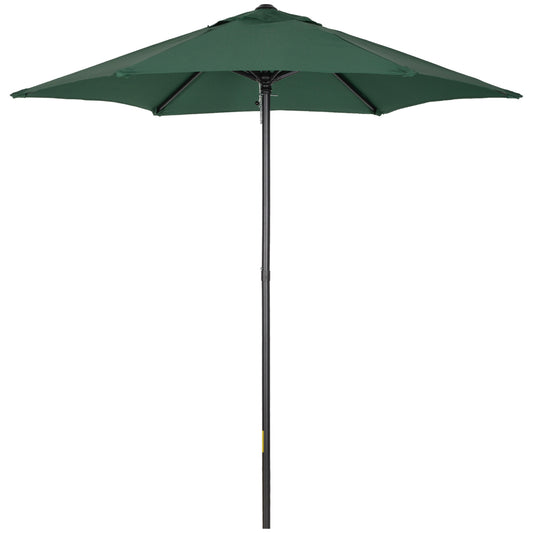 2m Garden Parasol Umbrella, Outdoor Sun Shade with 6 Sturdy Ribs for Balcony, Bench, Garden, Green
